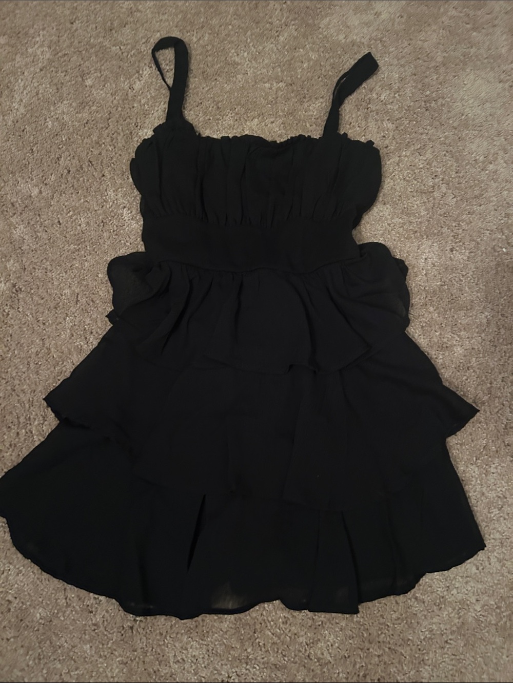 Trixxi Black Tiered Ruffle Mini Dress